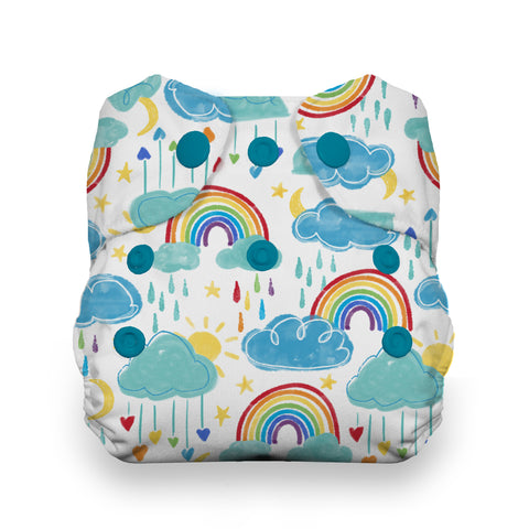 Thirsties Newborn All In ONe Diaper - Rainbow and rain cloud cloth diaper