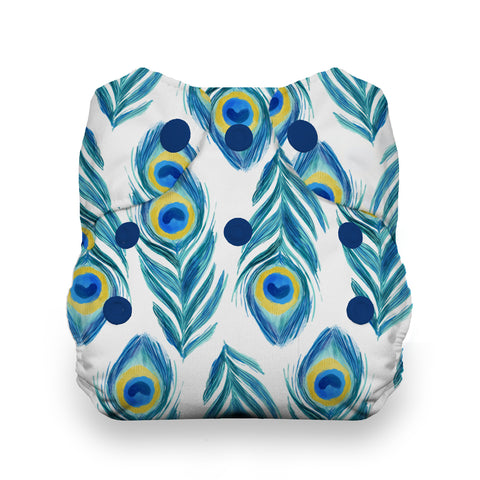 Thirsties Plume Newborn All In One, NB AIO Peacock Feathers Cloth Diaper