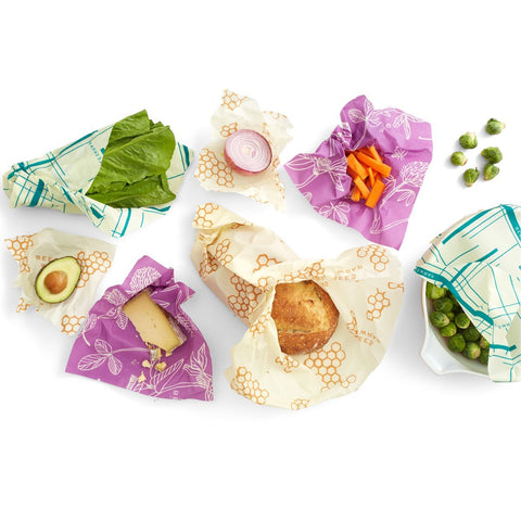 bees wrap variety pack, small medium large and bread wrap - zero waste living, plastic free, compostable, food wrap