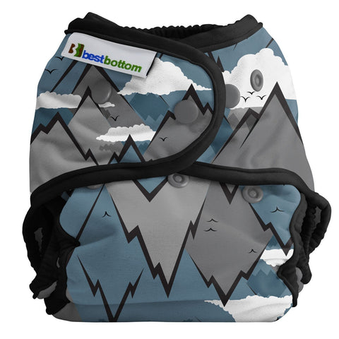 Best Bottom Summit, Snap Shell, Waterproof Diaper Cover, Mountain Range Grey