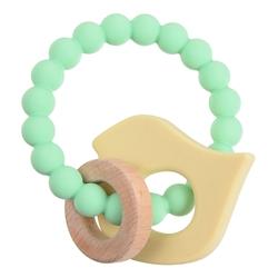 Chewbeads Brooklyn Teether Mint Green and Light Yellow Ivory Chick wood and silicone teether