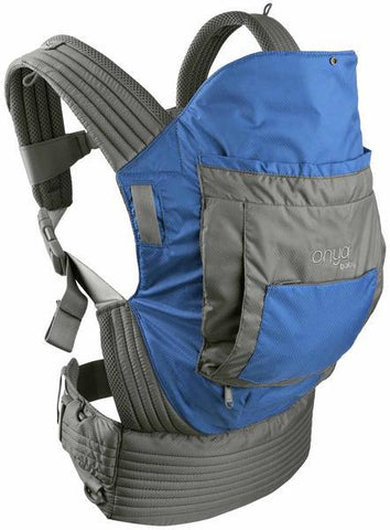 Onya Baby Carriers, Outback, Slate Grey and Tahoe Blue, Ripstop Nylon Outdoor baby carrier, hot weather, moisture wicking cool, mesh, performance, side view